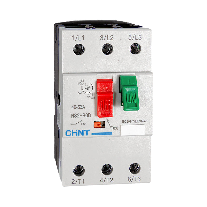 Bộ khởi động động cơ trực tiếp Chint NS2-80B, 3P dãi điện áp rộng, công suất 11kW - 40kW lắp thanh ray. Chứng chỉ CE, UL, EACH, Intertek