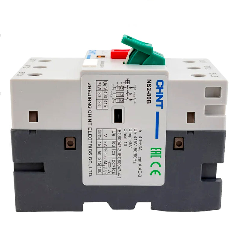 Bộ khởi động động cơ trực tiếp Chint NS2-80B, 3P dãi điện áp rộng 230V/240V, 400V/415V, 440V, 500V, 690V, công suất 11kW - 40kW lắp thanh ray. Chứng chỉ CE, UL, EACH, Intertek