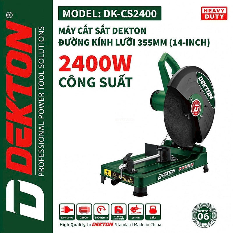 Máy cắt sắt Dekton DK-CS2400 công suất 2400W, đường kính lưỡi cắt 355mm (14 inch)