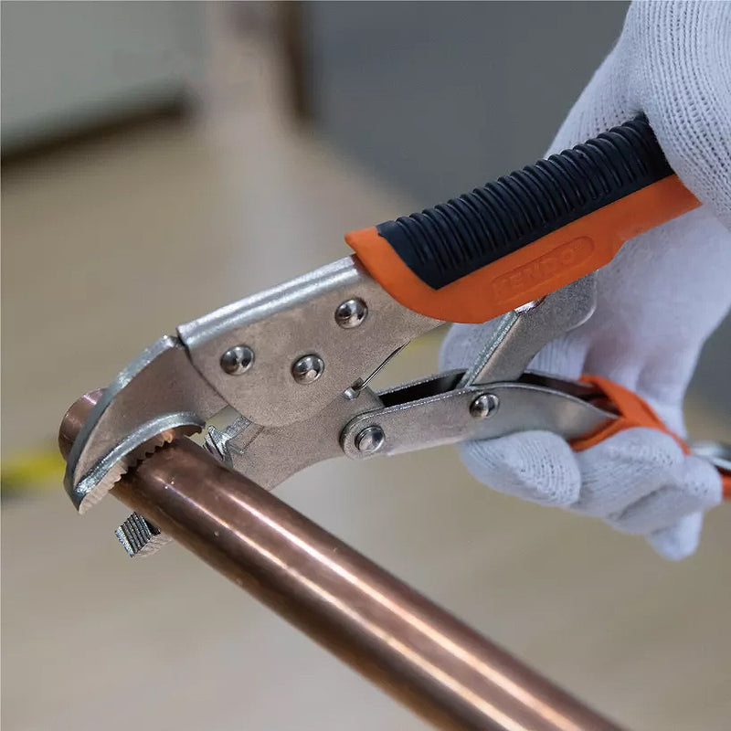 Kìm bấm chết hàm cong Kendo chiều dài từ 7 inch - 10 inch (180mm - 250mm) cán bọc nhựa, vật liệu thép carbon