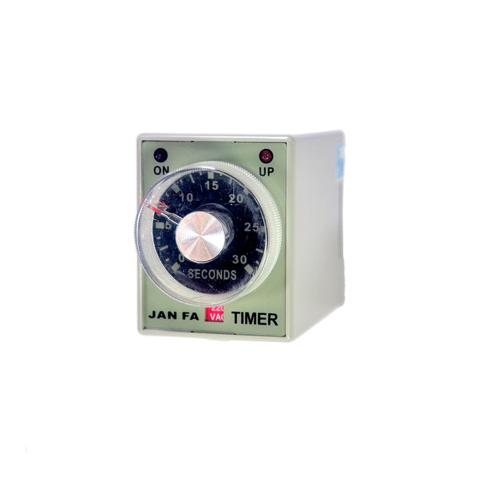 Relay thời gian 30 giây Janfa AH3-3, kèm đế 8 chân tròn, tải 5A 250V/AC