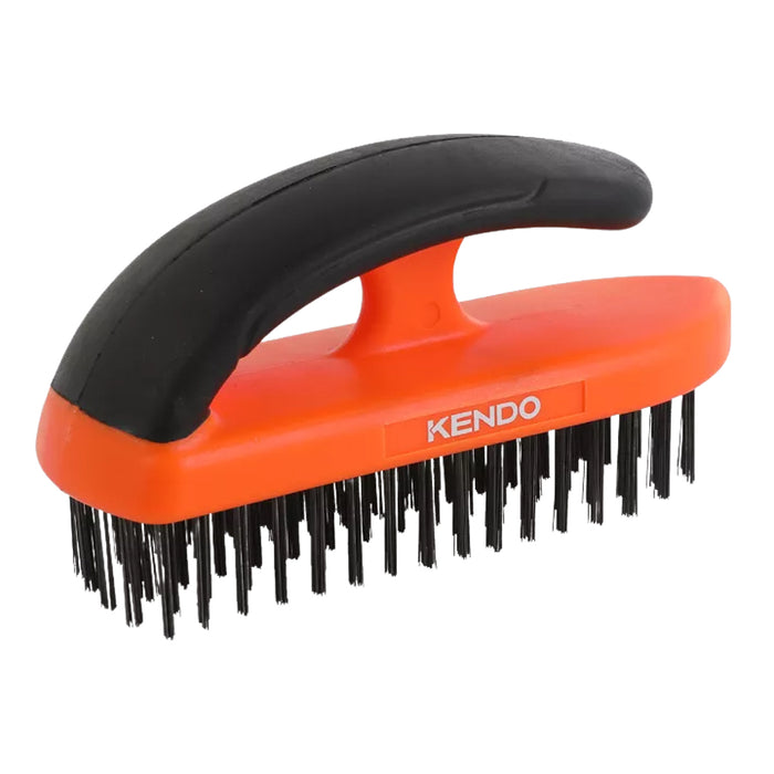 Bàn chải sợi thép 5 x 18 Kendo 31402, kích thước 16cm x 7.5 cm x 5.2 cm