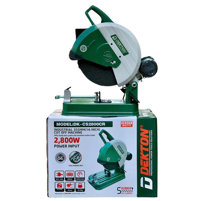 Máy cắt sắt Dekton DK-CS2800CR công suất 2800W, đường kính lưỡi cắt 355mm (14 inch), loại truyền động dây Curoa