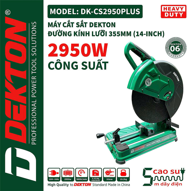 Máy cắt sắt Dekton DK-CS2950PLUS công suất 2950W, đường kính lưỡi cắt 355mm (14 inch)
