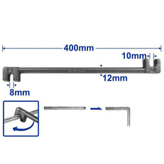 Wadfow WQB3340: Chiều dài 400mm, kích thước đầu uốn 8.0mm x 10mm