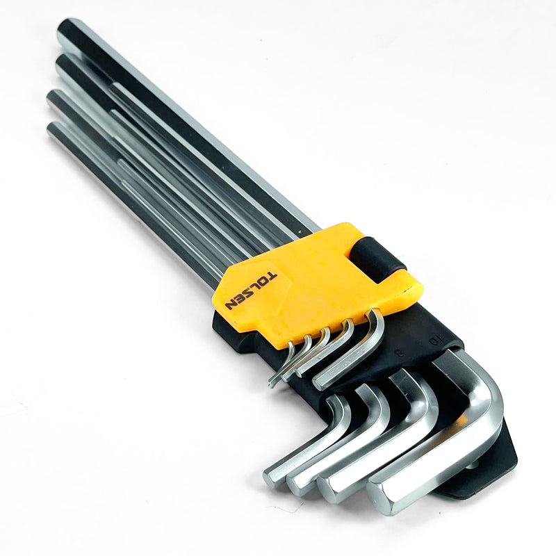 Bộ 9 lục giác dài thép CrV TOLSEN 20049