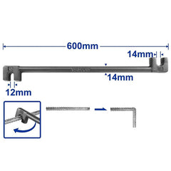 Wadfow WQB3360: Chiều dài 600mm, kích thước đầu uốn 12mm x 14mm