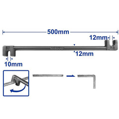 Wadfow WQB3350: Chiều dài 500mm, kích thước đầu uốn 10mm x 12mm