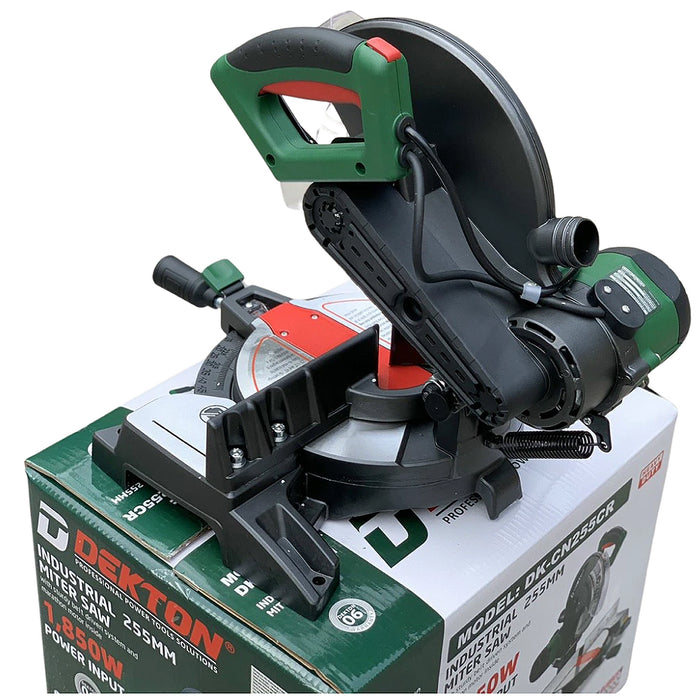 Máy cưa đa góc Dekton DK-CN255CR công suất 1850W, đường kính lưỡi 255mm, truyền động dây Curoa