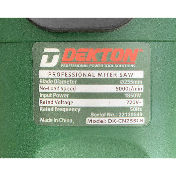 Máy cưa đa góc Dekton DK-CN255CR công suất 1850W, đường kính lưỡi 255mm, truyền động dây Curoa