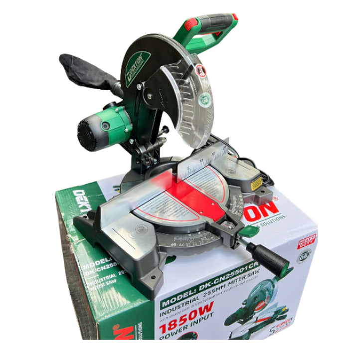 Máy cưa đa góc Dekton DK-CN25501CR công suất 1850W, đường kính lưỡi 255mm, truyền động dây Curoa