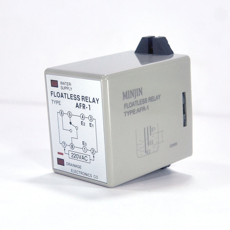 Relay mực nước MINJIN AFR-1, điện áp 220V/AC, giao tiếp bằng đế cắm 8 chân tròn
