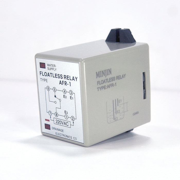 Relay mực nước Minjin AFR-1, điện áp 220V/AC, giao tiếp bằng đế cắm 8 chân tròn