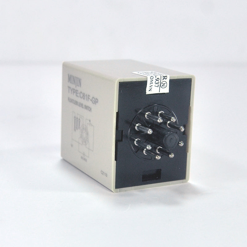 Relay mực nước loại thân nhỏ MINJIN C61F-GP điện áp 220V/AC, giao tiếp bằng đế cắm 8 chân tròn