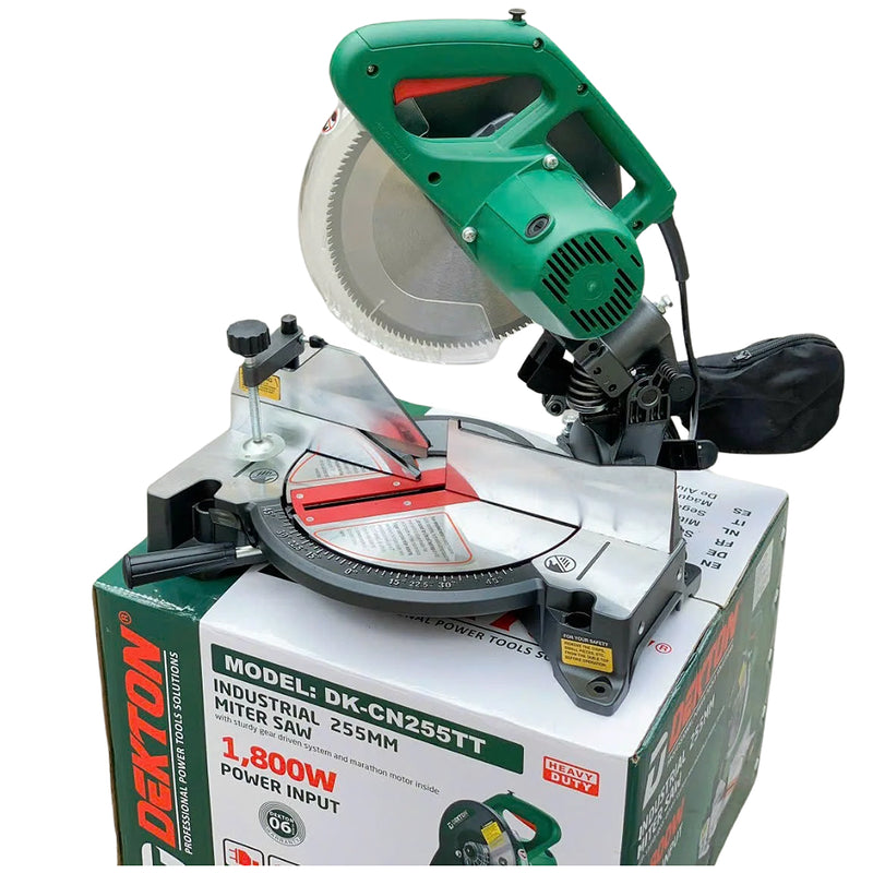 Máy cưa đa góc Dekton DK-CN255TT công suất 1800W, đường kính lưỡi 255mm (10 inch), truyền động dây Curoa
