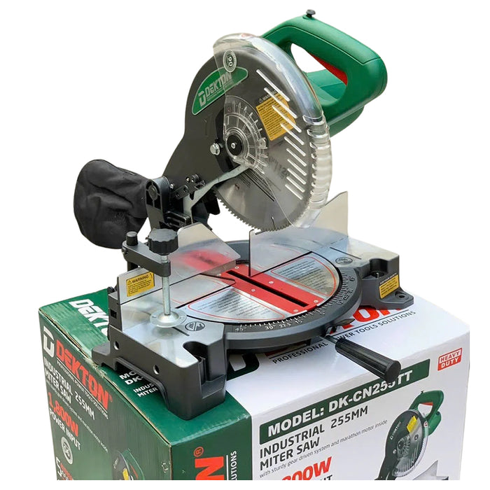 Máy cưa đa góc Dekton DK-CN255TT công suất 1800W, đường kính lưỡi 255mm (10 inch), truyền động dây Curoa