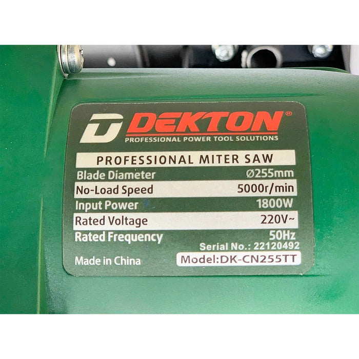 Máy cưa đa góc Dekton DK-CN255TT công suất 1800W, đường kính lưỡi 255mm (10 inch), truyền động dây Curoa