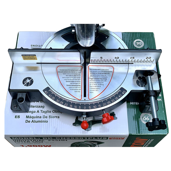 Máy cưa đa góc Dekton DK-CN25501PLUS công suất 1900W, đường kính lưỡi 255mm (10 inch), truyền động dây Curoa