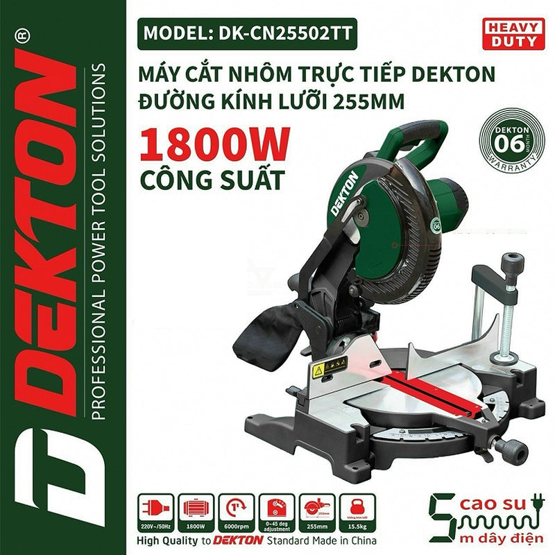 Máy cưa đa góc Dekton DK-CN25502TT công suất  1800W, đường kính lưỡi 255mm (10 inch)