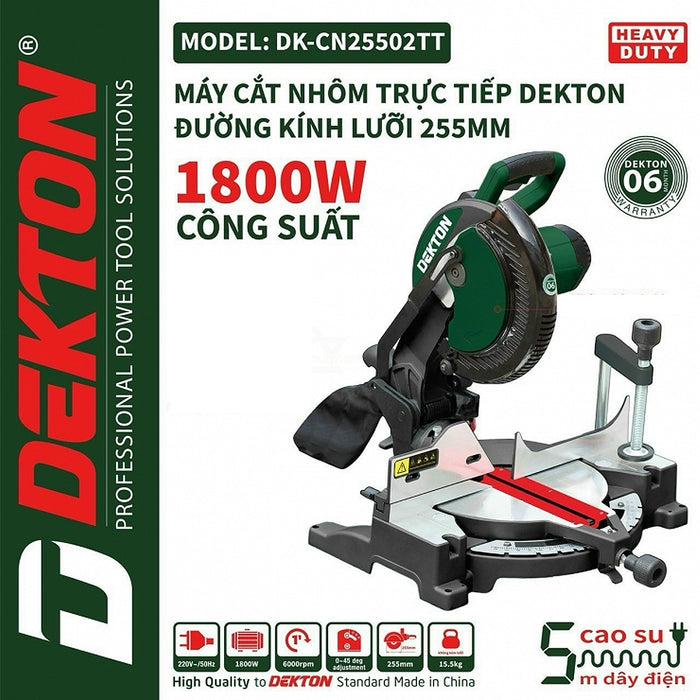 Máy cưa đa góc Dekton DK-CN25502TT công suất  1800W, đường kính lưỡi 255mm (10 inch)