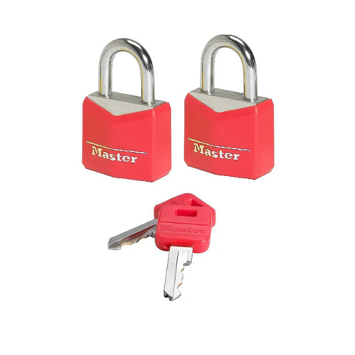 Bộ 2 ổ khóa treo mini Master Lock 9121TCOL, thân khóa bằng nhôm được bọc vinyl 20mm