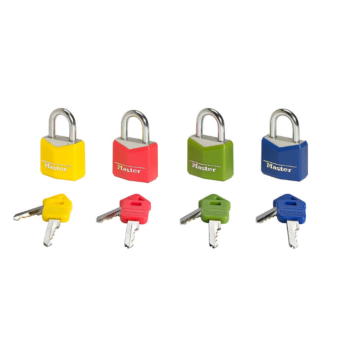 Bộ 2 ổ khóa treo mini Master Lock 9121TCOL, thân khóa bằng nhôm được bọc vinyl 20mm