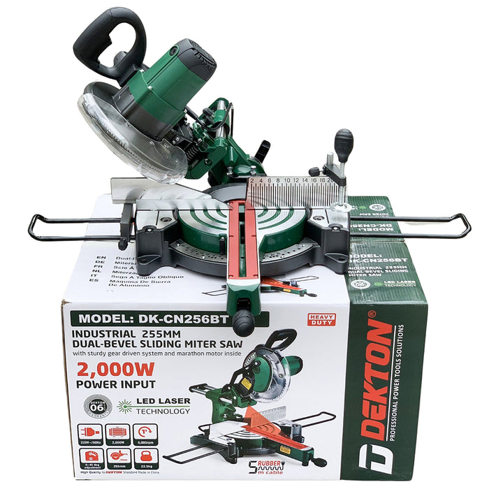 Máy cưa đa góc trượt Dekton DK-CN256BT công suất 2000W, đường kính lưỡi 255mm (10 inch)