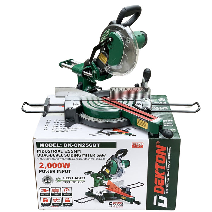 Máy cưa đa góc trượt Dekton DK-CN256BT công suất 2000W, đường kính lưỡi 255mm (10 inch)