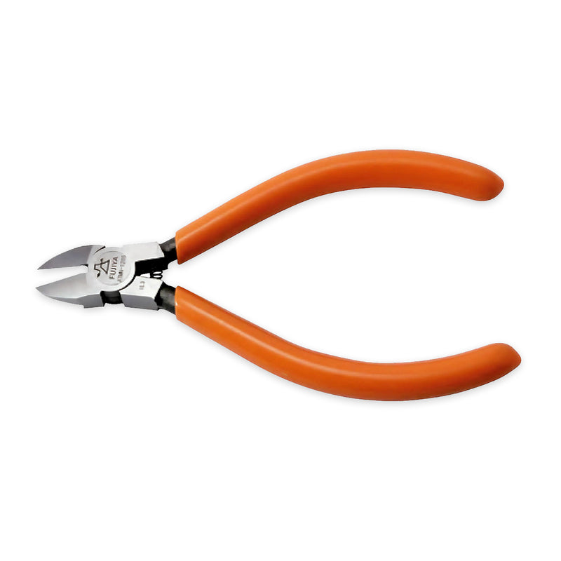 Kìm cắt mini Fujiya ATMN-120S 120mm lưỡi thép tròn mạ bạc, cán nhựa cam có lò xo trợ lực.