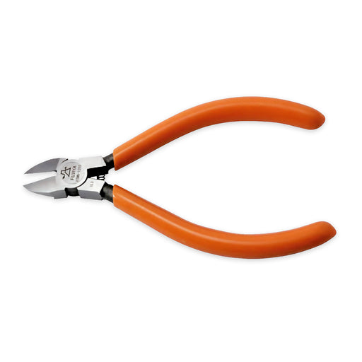 Kìm cắt mini Fujiya ATMN-120S 120mm lưỡi thép tròn mạ bạc, cán nhựa cam có lò xo trợ lực.