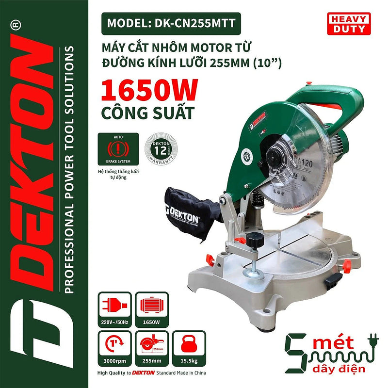 Máy cưa đa góc Dekton DK-CN255MTT công suất 1650W, đường kính lưỡi 255mm (10 inch)