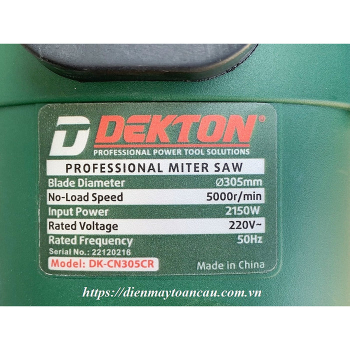 Máy cưa đa góc Dekton DK-CN305CR công suất 2150W, đường kính lưỡi 305mm (12 inch), truyền động dây Curoa