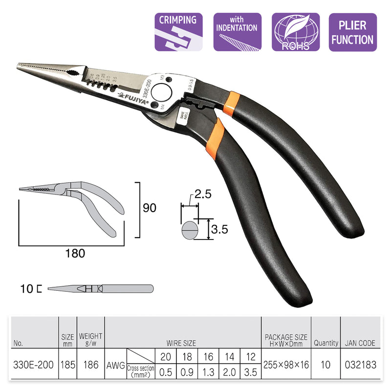 Kìm nhọn đa năng cổ cong Fujiya 330E-200 kích thước 185mm