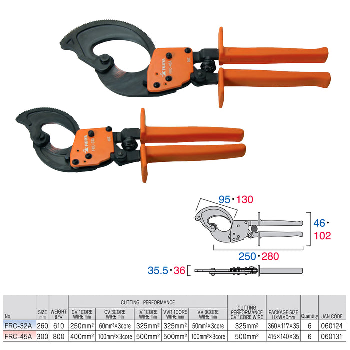 Kìm cắt cáp nhông 260mm-300mm Fujiya FRC Series. Xuất xứ Nhật bản