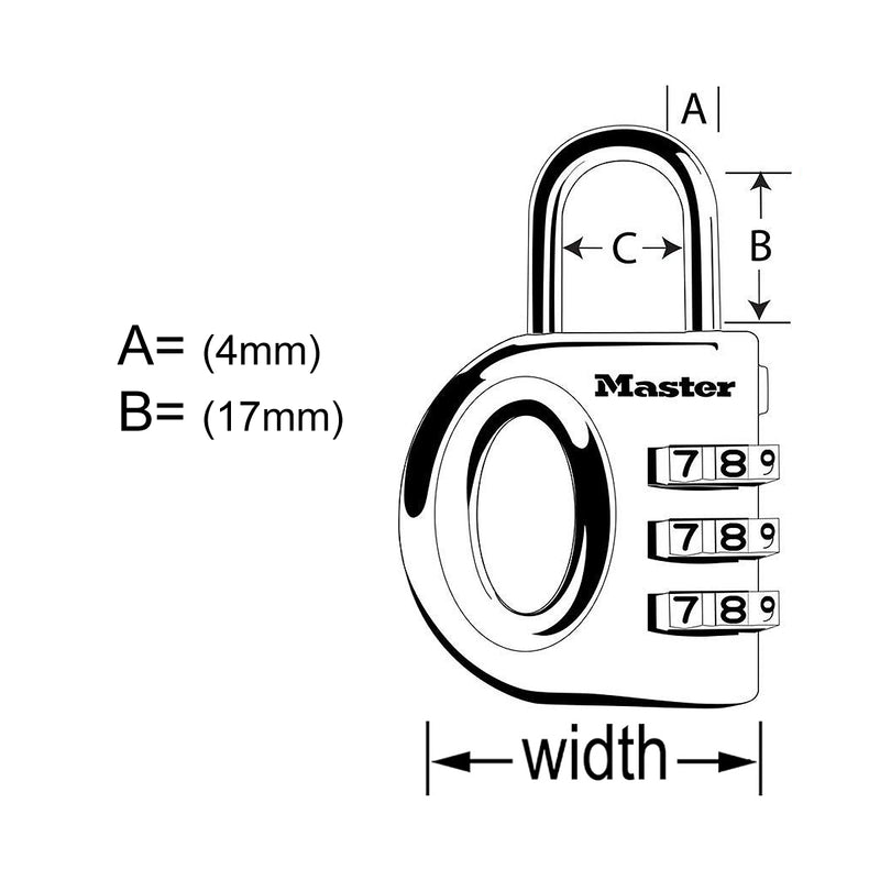Ổ khóa số mini Master Lock 633EURD, thân khóa bằng kẽm được phủ sơn 32mm, 3 cọc số