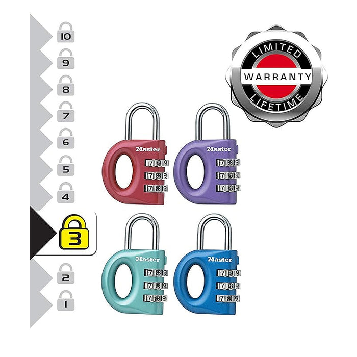 Ổ khóa số mini Master Lock 633EURD, thân khóa bằng kẽm được phủ sơn 32mm, 3 cọc số