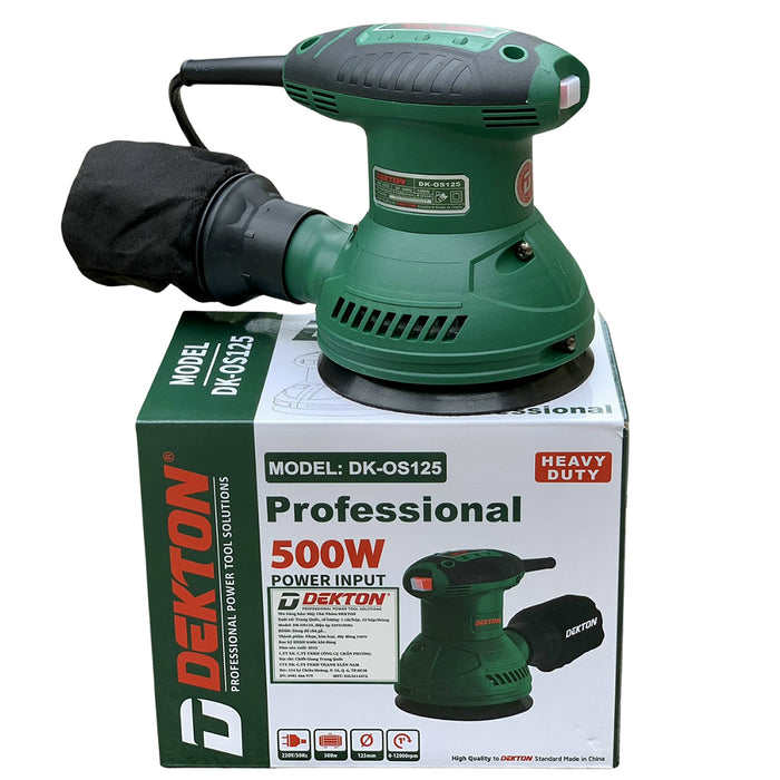 Máy chà chám quỹ đạo tròn Dekton DK-OS125 công suất 500W, đường kính đế nhám 125mm