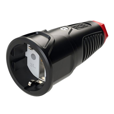 Phích cắm âm PCE F2510-SR, tải 16A, điện áp 250V, có tiếp địa, Kháng bụi và nước chuẩn IP20