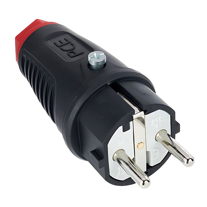 Phích cắm công nghiệp PCE F0511-SR, Tải 16A, điện áp 250V, có tiếp điểm tiếp địa, Kháng bụi và nước chuẩn IP54