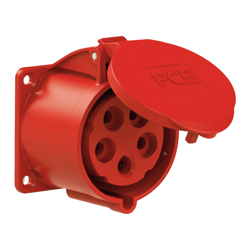 Ổ cắm công nghiệp lắp âm mặt thẳng PCE 5 chân 400V IP54 loại 16A và 32A chính hãng Châu Âu.