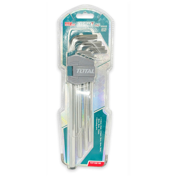 Bộ 9 chìa lục giác TOTAL, đường kính từ 1.5mm đến 10mm, chất liệu thép CrV