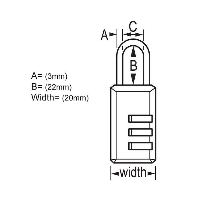 Ổ khóa số mini Master Lock 646EURD, thân khóa bằng kim loại được phủ sơn 20mm, 3 cọc số