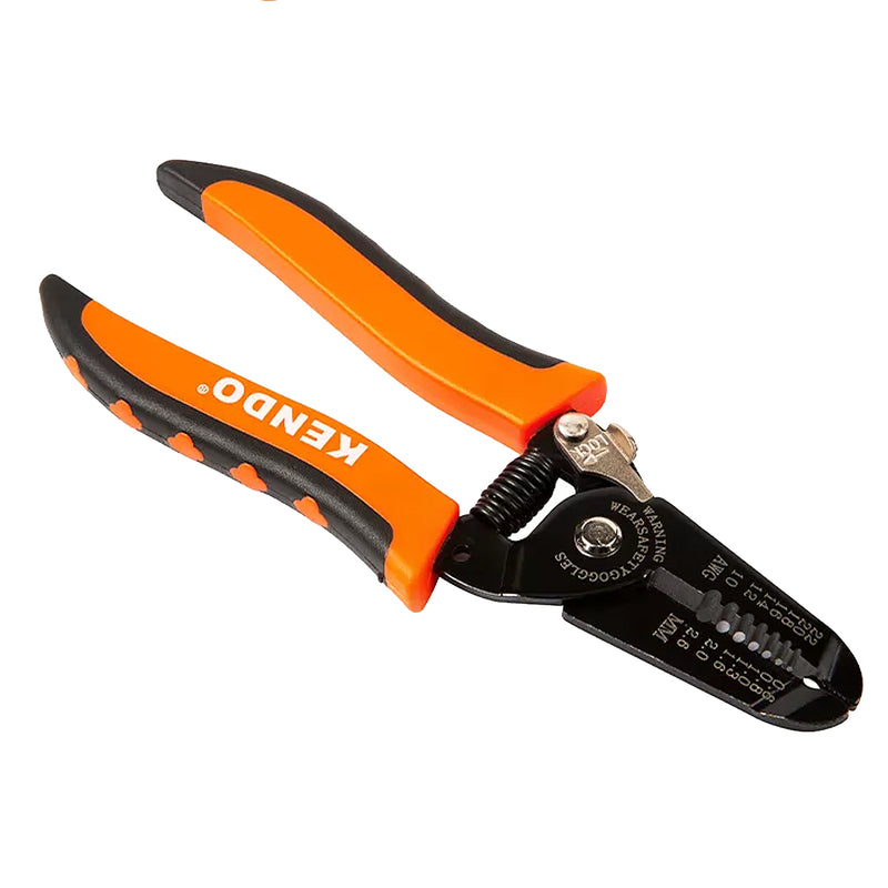 Kìm tuốt dây điện Kendo 11703 chiều dài 7 inch (175mm), đường kính tuốt dây từ 0.6-2.6mm (AWG 22-10) vật liệu thép carbon C50