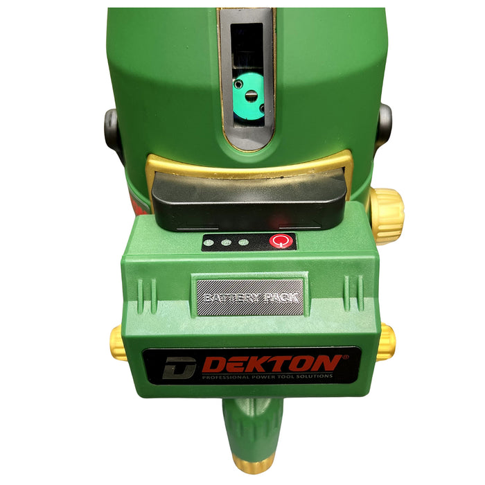 Máy cân mực Laser 5 tia xanh Dekton DK-LS0501PLUS dùng pin Lithium, phạm vi đo 50m có remote điều khiển từ xa