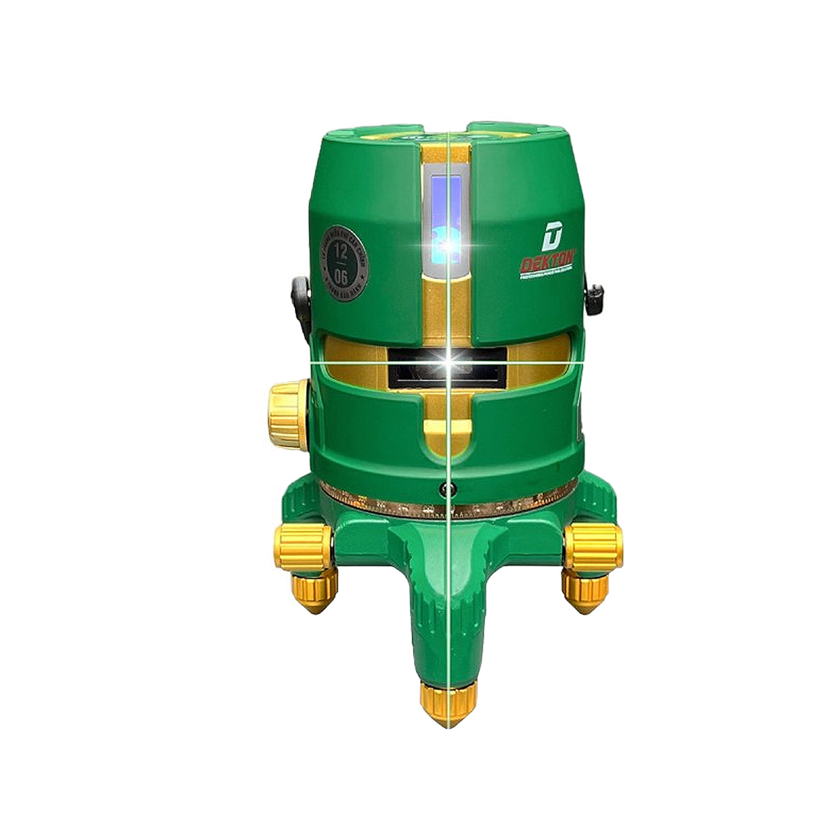 Máy cân mực Laser 5 tia xanh Dekton DK-LS0501PLUS dùng pin Lithium, phạm vi đo 50m có remote điều khiển từ xa