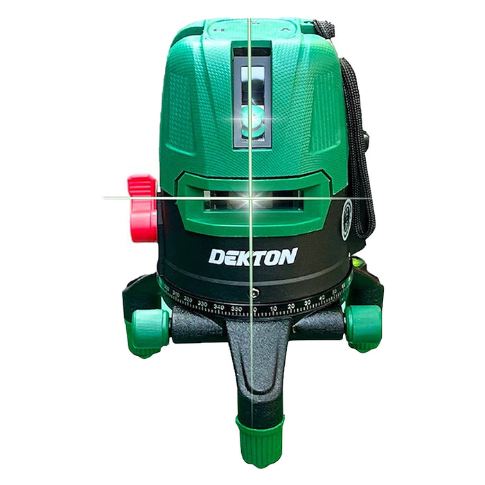 Máy cân mực Laser 5 tia xanh Dekton DK-LS0505 dùng pin Lithium, phạm vi đo 50m có remote điều khiển từ xa