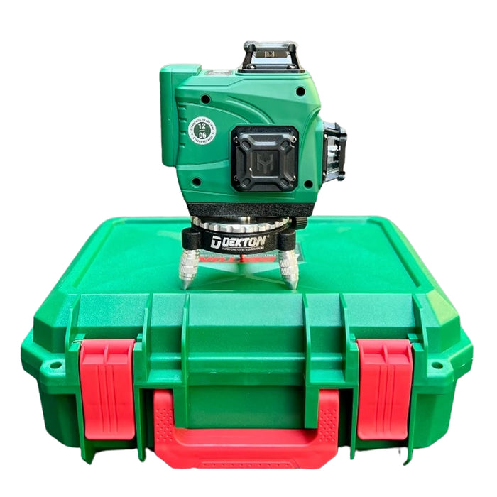 Máy cân mực Laser 12 tia xanh Dekton DK-LS1201 dùng pin Lithium, phạm vi đo 50m có remote điều khiển từ xa