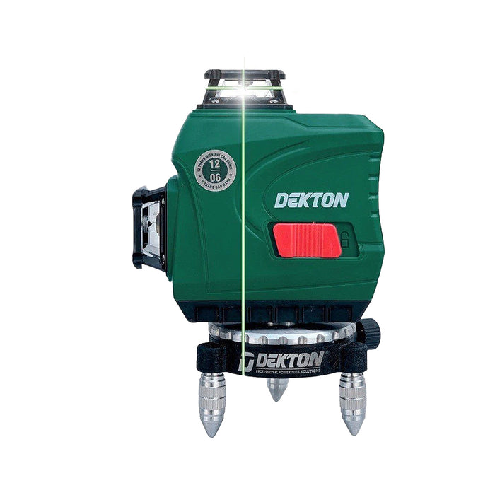 Máy cân mực Laser 12 tia xanh Dekton DK-LS1201 dùng pin Lithium, phạm vi đo 50m có remote điều khiển từ xa