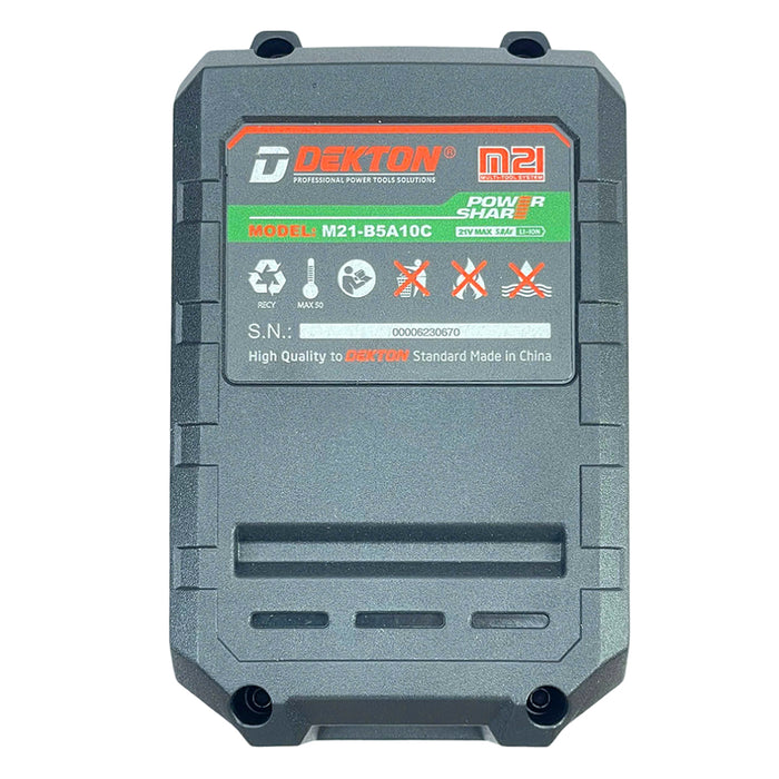 Pin 21V 5.0Ah Dekton M21-B5A10C, vỏ pin chống cháy