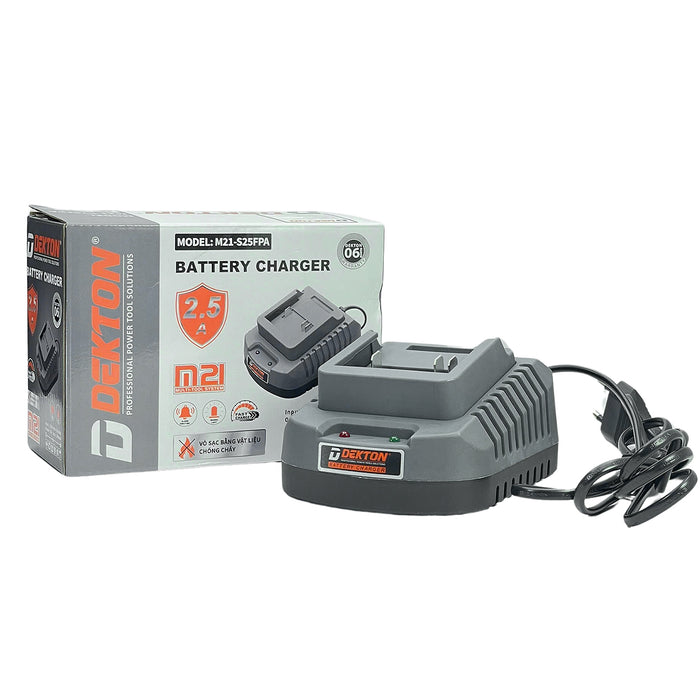 Đế sạc nhanh 21V Dekton M21-S25FPA (2.5A), vỏ sạc chống cháy